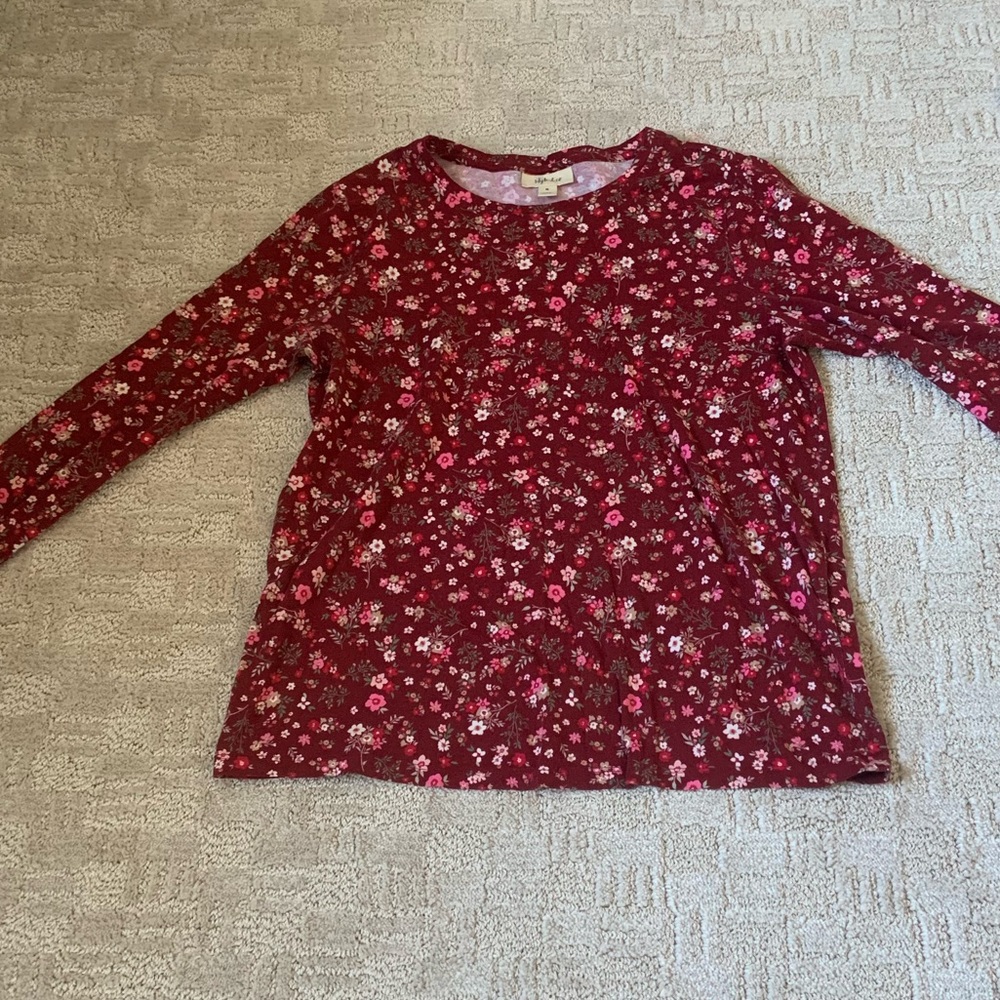 Red pink floral shirt long sleeve